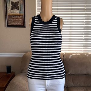 Michael Kors Black & White Ribbed Tank-Top